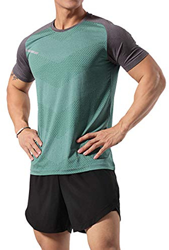 GYMAPE Canotte da Allenamento atletiche da Uomo Camicie da Corsa muscolari comode Traspiranti Allenamento Quick Dry Gym Activewear Verde XXL