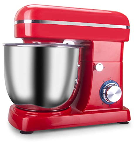 QREZ Stand Mixer 1500W, Stand Mixer Electric Professional Eggs Blender 6-Speed Tilt-Head Food Dough Mixer Electric Kitchen Mixer with Dough Hook Flat Beater & Wire Whisk,Red