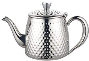 Café Olé SDT-018 - Teiera Sandringham, 500 ml, in acciaio inox 18/10 lucidato a specchio con finitura martellata