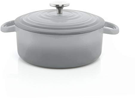 Chantal Utensilios de cocina de hierro fundido esmaltado, horno holandés de 3 cuartos de galón, gris fundido