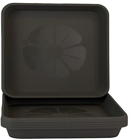Home Garden Ornaments – Quadratische Blumentopf-Untersetzer, Set aus 5 eckigen Auffangschalen für Pflanzkübel, den Außen- und Innenbereich Groß (Anthrazit, 29 cm außen / 25,2 cm innen)
