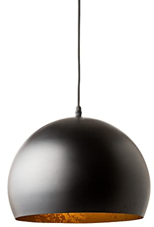 Elegante Hängelampe BLACK GOLDEN BALL 30cm schwarz E27 mit Blattgoldoptik Hängeleuchte Kugelleuchte