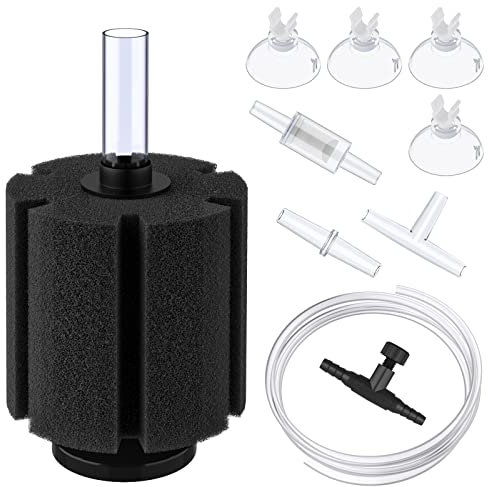 Pawfly Large Aquarium Bio Sponge Filter Quiet Betta Fry Shrimp and Small Fish Foam Filter with Airline Tubing Suction Cups Check Valve Connectors and Control Valve Accessories for 240 Litre Fish Tank