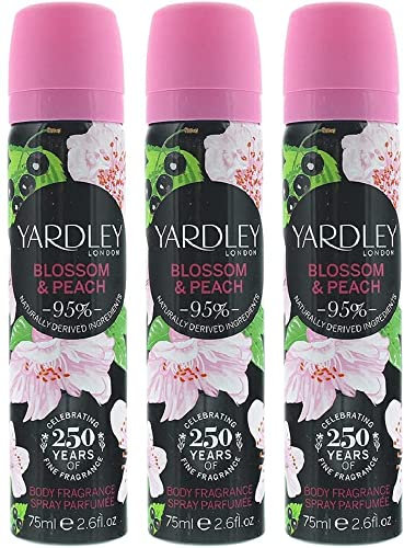 Yardley Ladies Womens Body Spray Deodorant Blossom 75ml 3 Pack