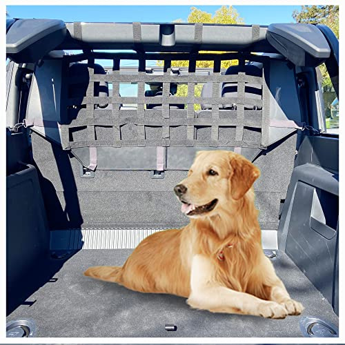 sukemichi Dog Car Barrier for Bronco, Dog Barrier Car Net Mesh Divider Restraint Trunk Cargo Area for 2021-2025 2026 Ford Bronco Accessories 4 Door, Suitable for Medium, Large Pets, Black