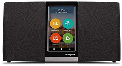 Sungale 3rd Gen. Wi-Fi Internet Radio with Easy Operation Touch Screen, Access Apps to Stream Music or Listen to Thousands of Internet Radio Stations, Frees up Your Smartphone, Black