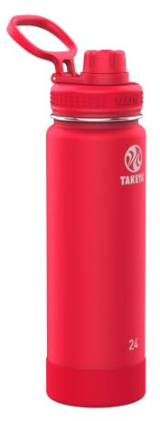 Takeya Actives Water Bottle with Spout Lid - Bottle with Double Stainless Steel Insulation - Dishwasher Safe & BPA-Free - Bottle with Spout Lid & Removable Bumper - 24 oz, Watermelon
