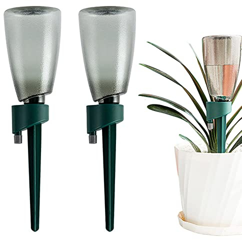 BeisDirect 2 PCS Dispositif d'arrosage des plantes, Arroseur de plantes à goutte réglable Système d'irrigation goutte à goutte automatique pour les plantes en pot (Vert + bouteille de 500ML)