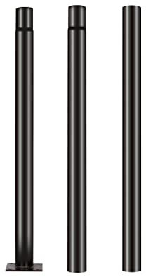 JANDEI - Lampione da 3 metri in sezioni da 1 m - Acciaio zincato nero con base di ancoraggio, resistente alle intemperie, ideale per giardini, strade e parchi. Viti incluse