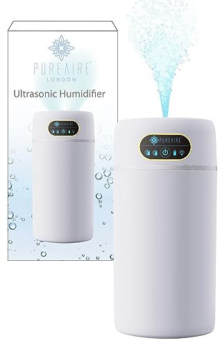 PureAire Cool Mist Humidifier for Bedroom Home Office Diffusers For Home LED Ultrasonic Air Humidifier 800ml Water Tank USB (White) Air Diffuser Scent Baby Nursery