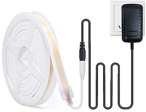 HEGEHE 5V COB LED Streifen, 320leds/m Superhell Hohe Dichte Licht, IP67 Wasserdicht Diffusion Flex LED Schlauch Schlafzimmer Küche Home Innendekoration (Warmweiß, 4M)
