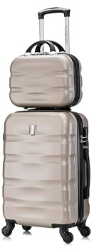 CELIMS - Valigia Bagaglio a Mano con Beauty Case da Viaggio 30cm Champagne Approvata da oltre 100 compagnie aeree | Leggera e Rigida | Trolley Bagaglio a Mano 55x40x20 | Valigia Cabina