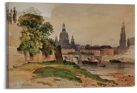 Dresden-Brücke des August-Poster von Ivan Shishkin Coole Kunstwerke Gemälde Wandkunst Leinwanddrucke Hängemälde Heimdekoration Geschenkidee 40 x 60 cm