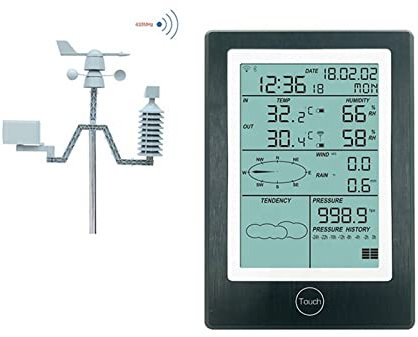Estación meteorológica profesional, Estación meteorológica Máquina de pronóstico del clima solar y medidor de humedad interior y exterior con WIFI Función Bluetooth Fácil de configurar y leer datos