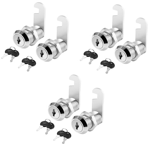 NTEK Security Mailbox Lock, Letter Post Box Lock with 2 Keys, Security Drawer Locks for Mailbox Drawer Cupboard Cabinet Furniture Door Post Box Locks, Locker Tool Boxes (Pack of 6, 16 MM)