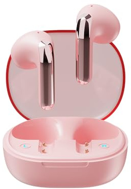 URIZONS TWS Auriculares Intrauditivos Inalámbricos - Wireless Auriculares con Micrófono Bluetooth 5.3 para Viajes Deportivos con Cable de Carga USB C y Pantalla de Alimentación-Rosa