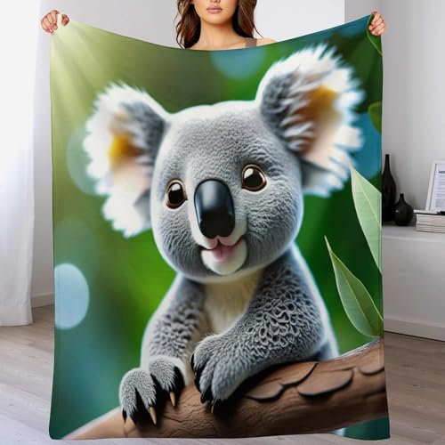 Koala Decke Kuscheldecken Couchdecke, Übergroße Warme Super Weiche Decke, Schlafdecke Tagesdecke Flauschige Decke（180×200cm）