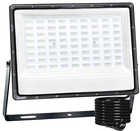 CREATESTAR Focos LED Exterior 200W, Proyector LED Exterior, foco exterior de 20000LM Floodlight IP66 Impermeable, foco blanco frío de 6500K, luz de inundación para jardín, almacén, patio