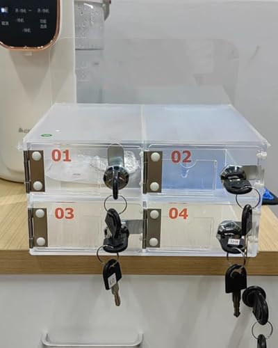 Armadietto per Telefoni Cellulari Armadietto Portacellulare in Acrilico a 4 Scomparti, Scatola Portacellulare per Studenti Dipendenti Indipendente e Montata a Parete, Chiavi e Serrature Indipendenti