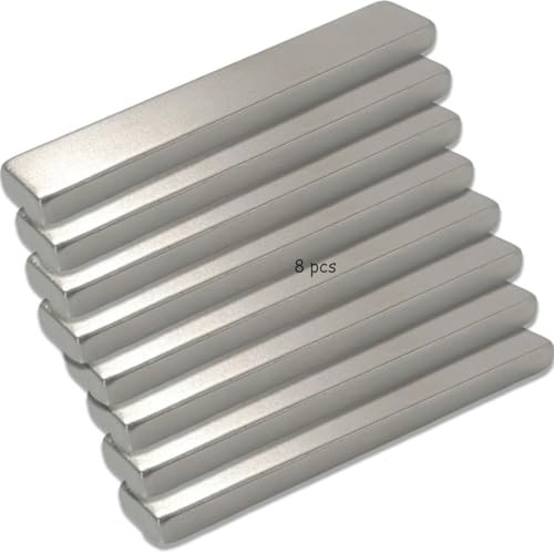 Bar Strong Magnets,8 PCS 60x10x3mm Flat Magnets, With Double-Sided Adhesive, Extremely Powerful Fridge Magnet, Adhesive Extremely Powerful Magnet Bar for Multi-Use