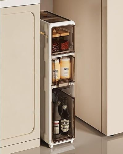 Unidad de almacenamiento delgada para baño con almacenamiento de rollos de papel higiénico y debajo del fregadero, armario de baño, almacenamiento y organización de 18,6/22,5 x 39 x 74,7 cm (18,6 cm)