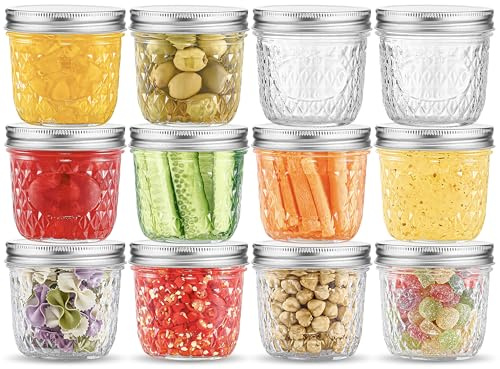 Danmu Art 12-Pack 300ml Glass Mason Jars with Lids - 75mm Opening, Leakproof, Dishwasher Safe - Ideal for Jam, Pickling, Food Storage, Meal Prep, Wedding Favours & Gifts
