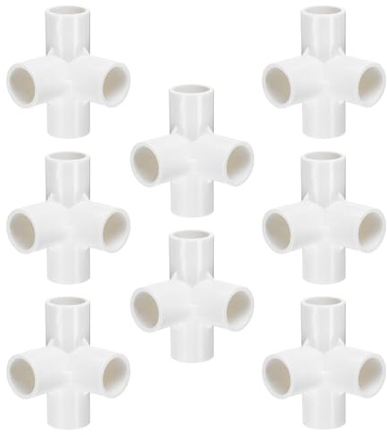 QUARKZMAN 8pz Raccordi per Tubi a 4 Vie Pvc 3/4 Gomito Connettore Raccordi per Tubi Irrigazione Grado 90 Accoppiamento Gomito per Tubi per Idraulica Fognature Acqua Drenaggio, Bianco