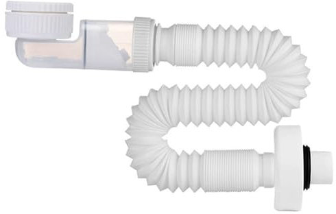 Sifone da 1 1/4 Pollici, Sifone Salvaspazio Regolabile Tubo Lavandino Bagno Scarico Lavandino Cucina Tubo Scarico Sostituibile con sifone Antiodore sifone Flessibile Inodore per Lavello della Cucina