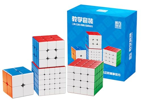 Moyu Meilong 2x2 3x3 4x4 5x5 Educational Cube Set Stickerless Speed Cubes Bundle Gift for Children Adults 4 Pack