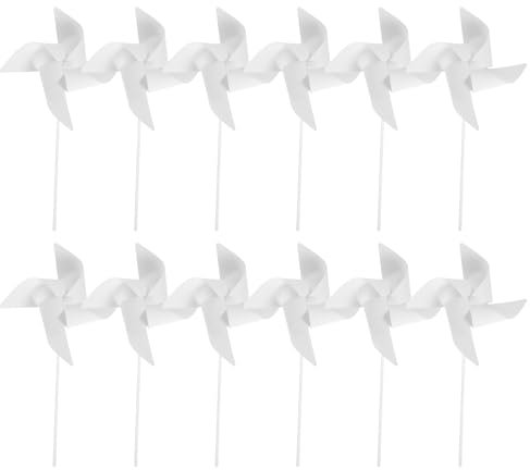BESPORTBLE Kids Diy Coloring Windmills Paper Craft Kit 12 Pieces Blank Pinwheels for Outdoor Play Educational Art Project for Hand-Eye Coordination and Creative Fun