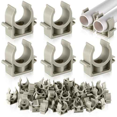 Enhon 100 pezzi fascette di fissaggio M20 in PVC, grigie, per tubi da 20 mm, adatte per tubi isolanti, tubi rigidi, canaline elettriche, collegabili e fissaggio a vite