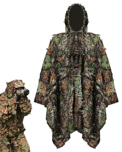 Fågel-foto kamouflagekläder – osynlig med 3D-effekt, lätt ventilerande | fotografi-ghilliedräkt för fågelskådning, för att hålla djur utomhus, bekväm tarnumhäng