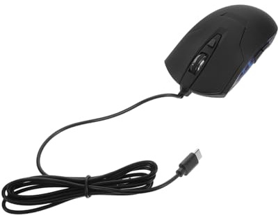 Veemoon Souris USB-c pour PC Gamer 6 Boutons, Noir, 800 à 2400 Dpi | Connexion Stable et Clic Silencieux, Design Lumineux Bleu, Câble 1,5m, pour Bureau et Portable