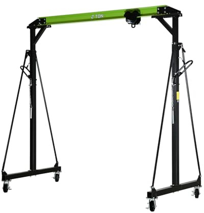 TRUTZHOLM Portalkran mit Laufkatze I Tragkraft 1 t oder 2 t I Hubhöhe 2400-3600 mm I Durchfahrtsbreite 2400 mm I Mobiler Kran mit 360 Grad Lenkrollen I Brückenkran Portalhubkran Werkstatt (2, Tonnen)