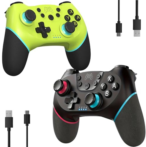 CuleedTec Upgraded Switch Controllers, 2 Pack Wireless Pro Controllers for Switch 2/Switch/Lite/OLED, Bluetooth Remote Gamepad with Hall Effect Joystick, 6-Axis Gyro, Dual Motors & Turbo (Black+Olive)