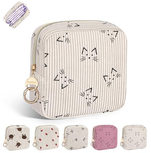 Tampon Aufbewahrung Binden Hygienebeutel für Damenbinden Aufbewahrungstasche Tasche für Unterwegs mit Reißverschluss Organizer Stilleinlagen Damen Tampons BindenDamen Geschenke für Mädchen(Beige)