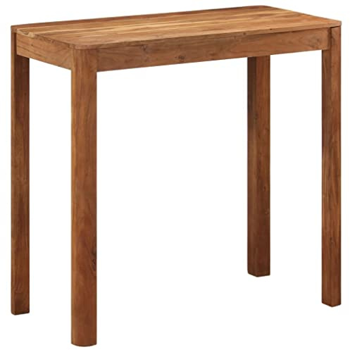 QUAHEAS Bartisch Massivholz Akazie, Honigfarbenes Finish, 110x55x106 cm, Robuster Stehtisch für Küche & Esszimmer, Langlebiger Holz-Esszimmertisch