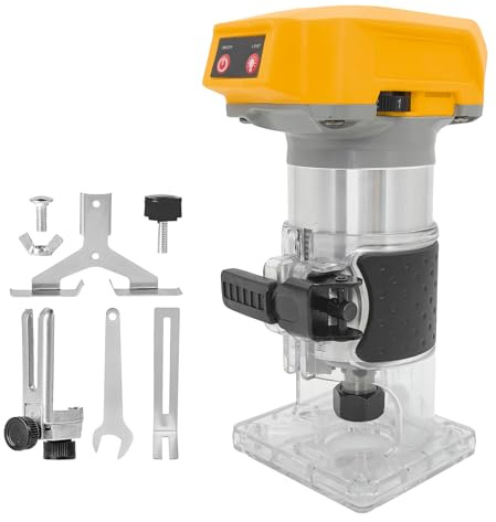 Cordless Router Compatible with Dewalt 18V/20V Battery, Brushless Compact Electric Trimmer with 6 Variable Speeds, Router Tool for Woodworking Slotting Trimming (No Battery)