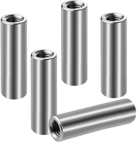 SHBAOCH M8×40mm Gewindehülse, 5 Stück 304 Edelstahl Runde Gewindemuffen, Rund Verbindungsmuttern Langmutter Kupplungsmutter für Halterung Grobgewinde