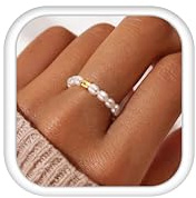LOLIAS Bague Spinner pour Femmes Perles Pierre Naturelle Reglable Anneau