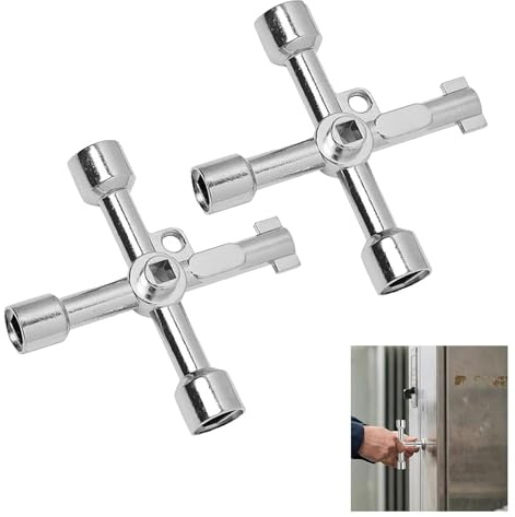 GifBasg 2 pcs Llave Multifuncional de 4 Vías en Aleación de Zinc para Uso Profesional y Bricolaje, para Contadores de Agua, Armarios Eléctricos, Válvulas de Gas y Más, Portátil con Alta Durabilidad