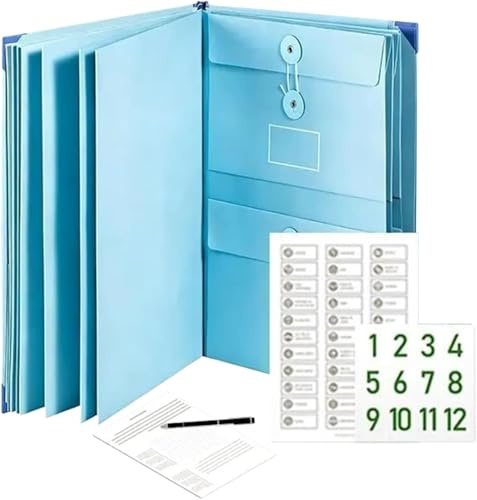 falls ich sterbe ordner, Wenn Ich Sterbe Ordner, akkordeon dokumentenmappe, Multifunktionale Ordnertaschen Aufbewahrung Notfallakten für Zuhause & Büro (Blau)