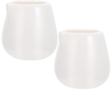 Healeved Pichets à Lait en Porcelaine et Céramique Blanche, Lot de 2 Petits Ustensiles Cuisine Légers pour Conservation et Rangement Pratique