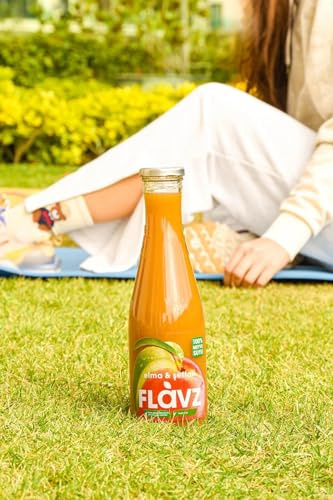 Flavz 100% Natural Peach Apple Juice, Glass Bottle, No Additives or Preservatives, Made from Real Fruit (640 ml (Pack of 6))