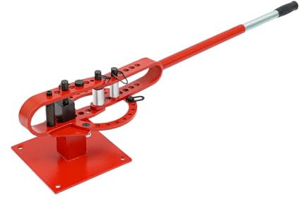 7 Formen Biegemaschine für Eisenstangen,0-200° Winkelbiegemaschine Biegegerät Manueller Rohrbieger 1-3 Biegemaschine mit Verstellbarer Griff,Biegewerkzeug für Flachstahl, Baustahl, Rundstahl (Rot)