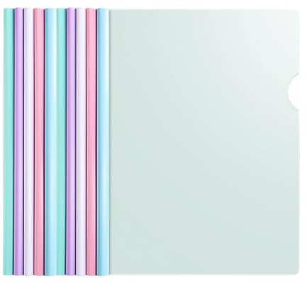 THXFUNAREA 10 Piezas Encuadernadoras A4 Con Barra Deslizante, Cubiertas Transparentes Para Informes, Carpetas De Plástico Para Documentos, Ideal Para Oficina Y Escuela, Variedad De Colores