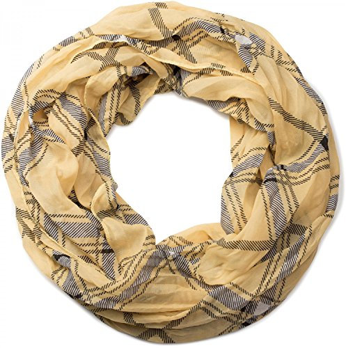 styleBREAKER Loop Schlauchschal mit Karo Muster, seidig leicht, kariert, Tuch, Damen 01016103, Farbe:Gelb