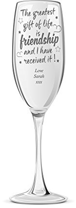 ukgiftstoreonline Friends Greatest Gift Personalised Engraved Champagne Prosecco Glass
