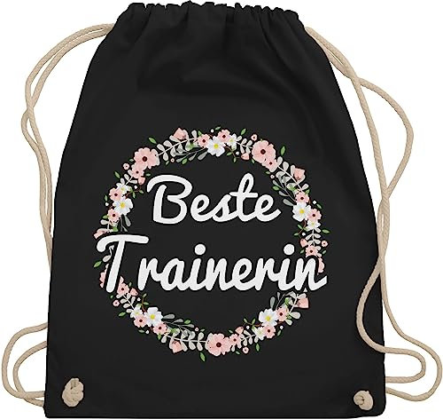Turnbeutel Rucksack - Beste Trainerin - Unisize - Schwarz - sport beutel geschenk weihnachten beutelrucksäcke stoffturnbeutel sportbeutel beuteltasche stoffbeutel tasche bag turnsackerl sporttasche