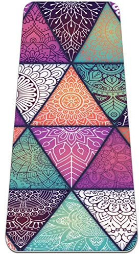 Eslifey Yogamatte, indisches Mandala, dick, rutschfest, Yogamatte für Damen und Mädchen, weich, 183 x 61 cm, 0,6 cm dick